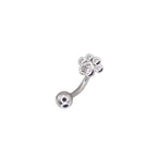 Cat Paw CZ Stainless Steel Navel Ring