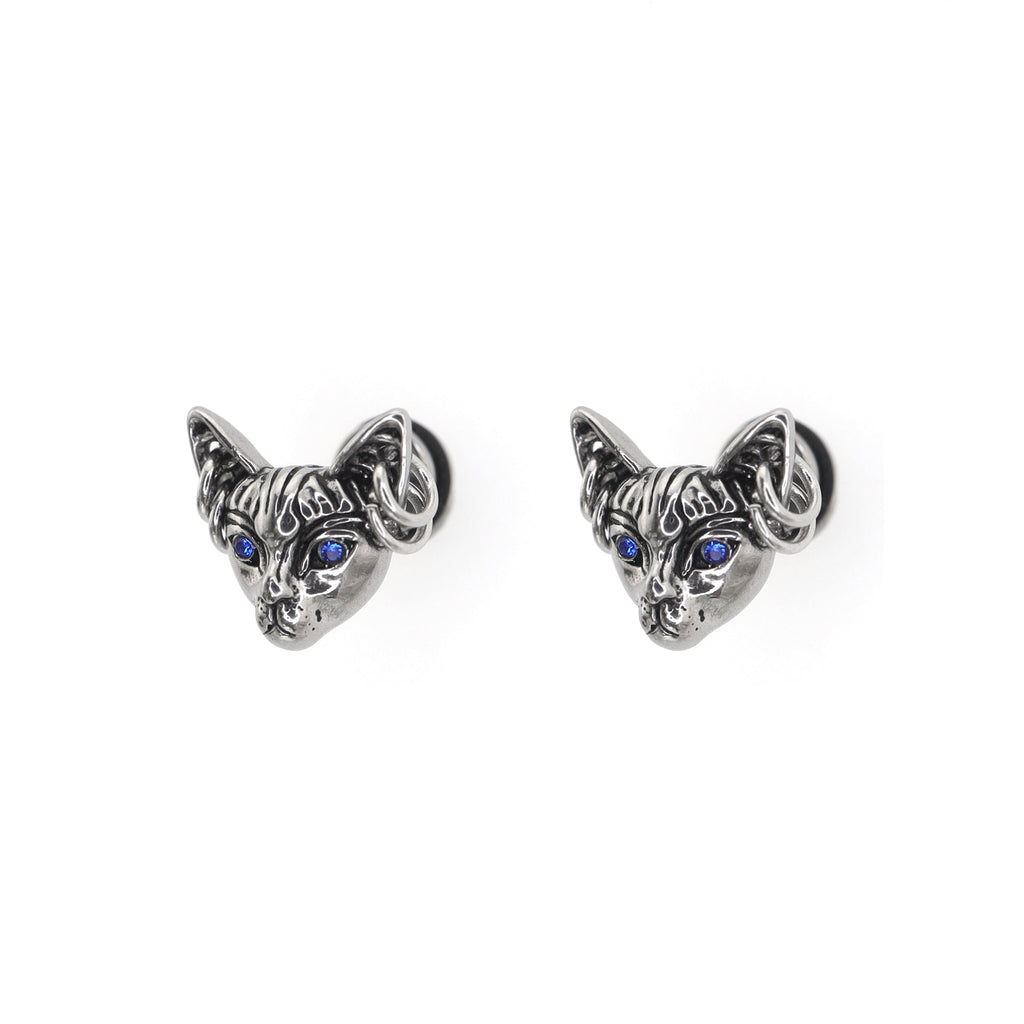 Blue Eye Cat Ear Stainless Steel Ear Stud
