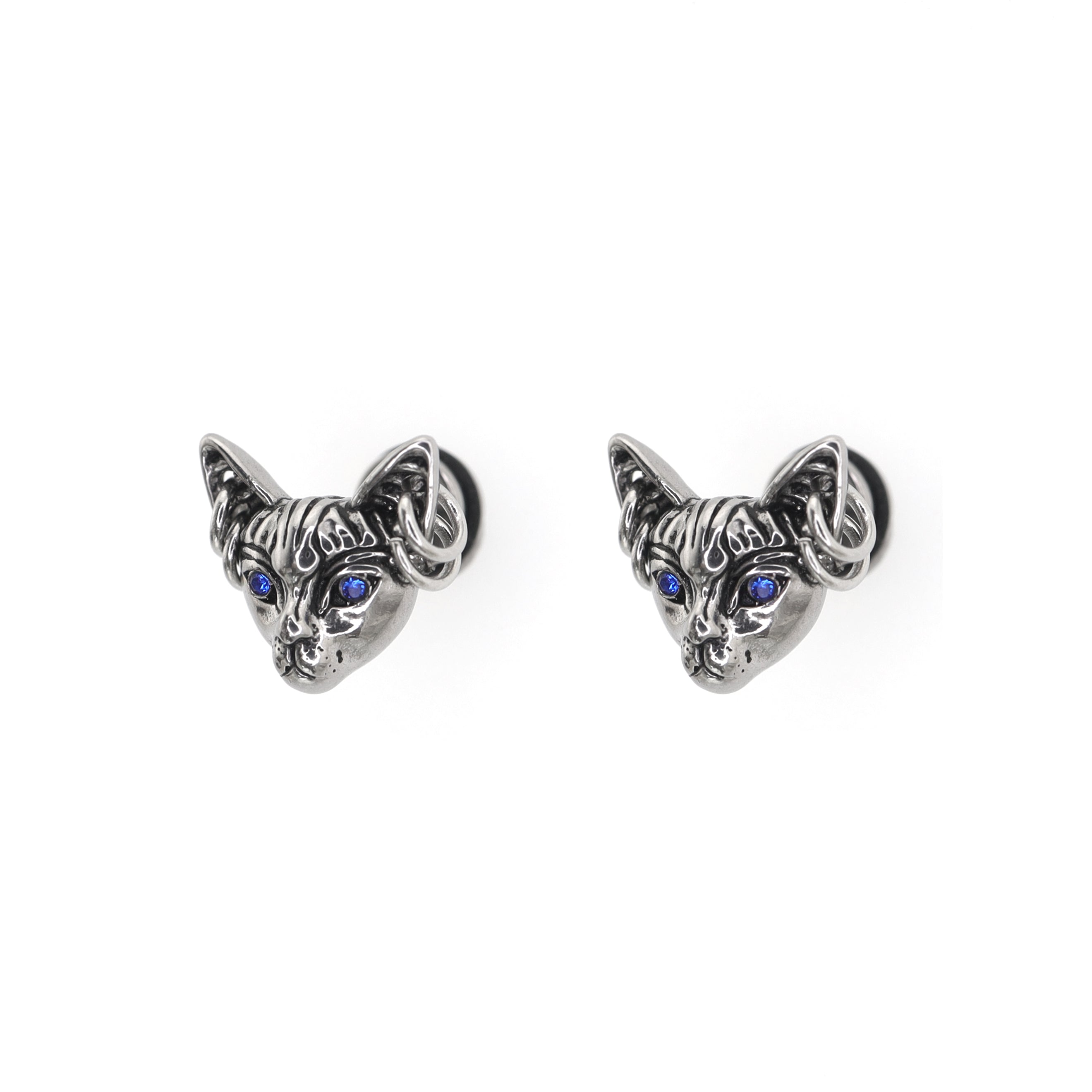 Blue Eye Cat Ear Stainless Steel Ear Stud