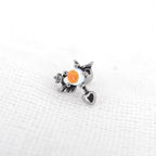 Heart Opal Wing stainless steel Ear Stud