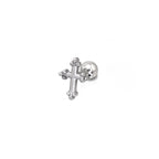 Cross with Ball Ends stainless steel Ear Stud