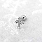 Cross with Ball Ends stainless steel Ear Stud