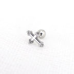 Cross with Ball Ends stainless steel Ear Stud