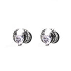 PAIR OF Heart CZ Wing stainless steel Ear Stud