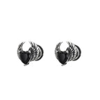 PAIR OF Heart CZ Wing stainless steel Ear Stud