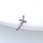 Curved Cross CZ Titanium Ear Stud