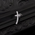 Curved Cross CZ Titanium Ear Stud