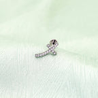 Curved Cross CZ Titanium Ear Stud