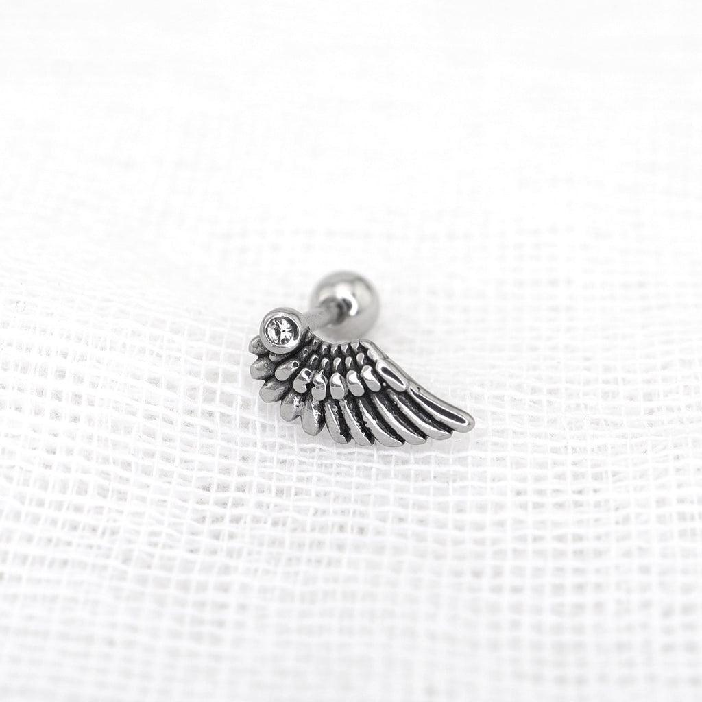 Single Wing CZ stainless steel Ear Stud