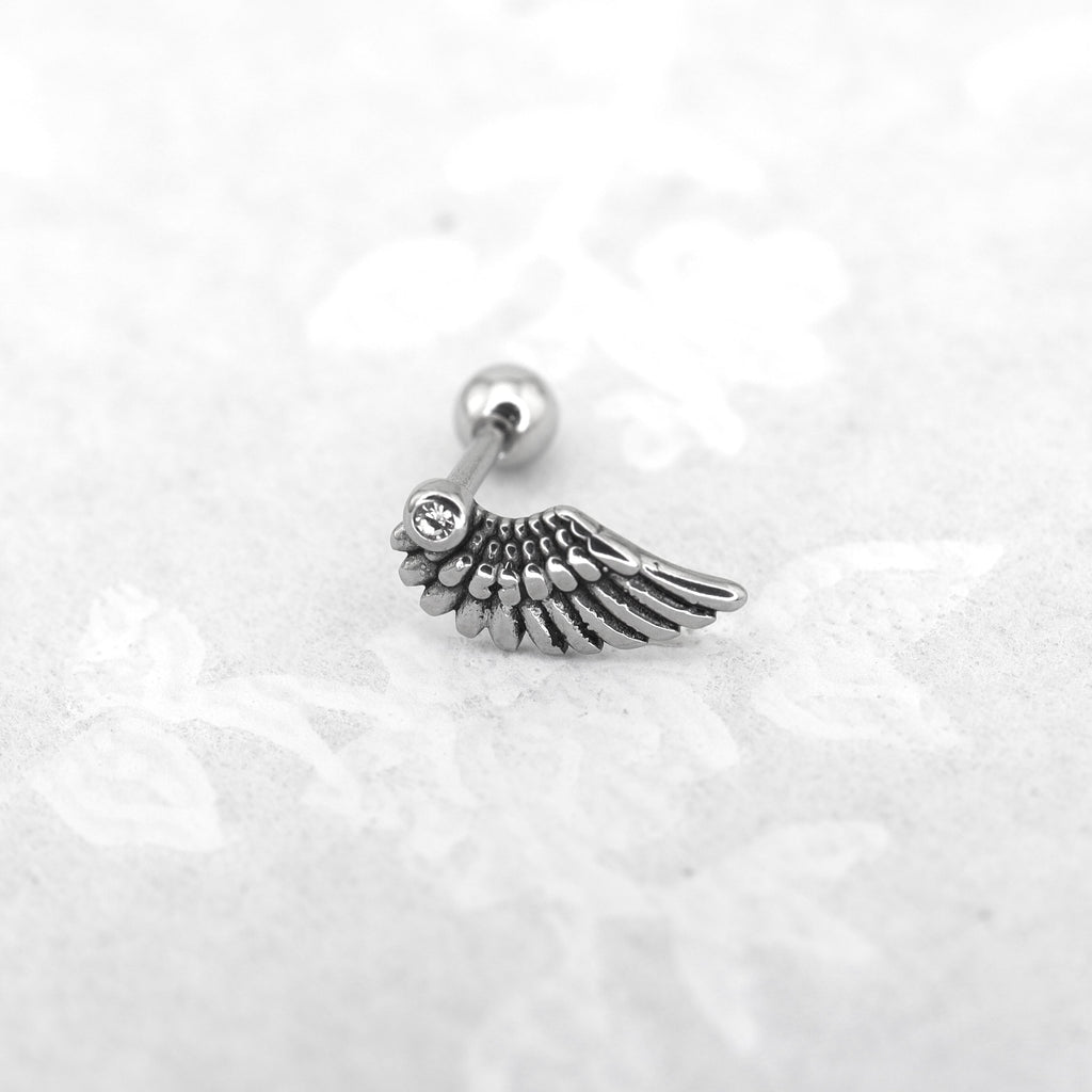 Single Wing CZ stainless steel Ear Stud