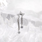 Pentagram CZ Internally Threaded Titanium Dangle Ear Stud