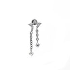 Pentagram CZ Internally Threaded Titanium Dangle Ear Stud