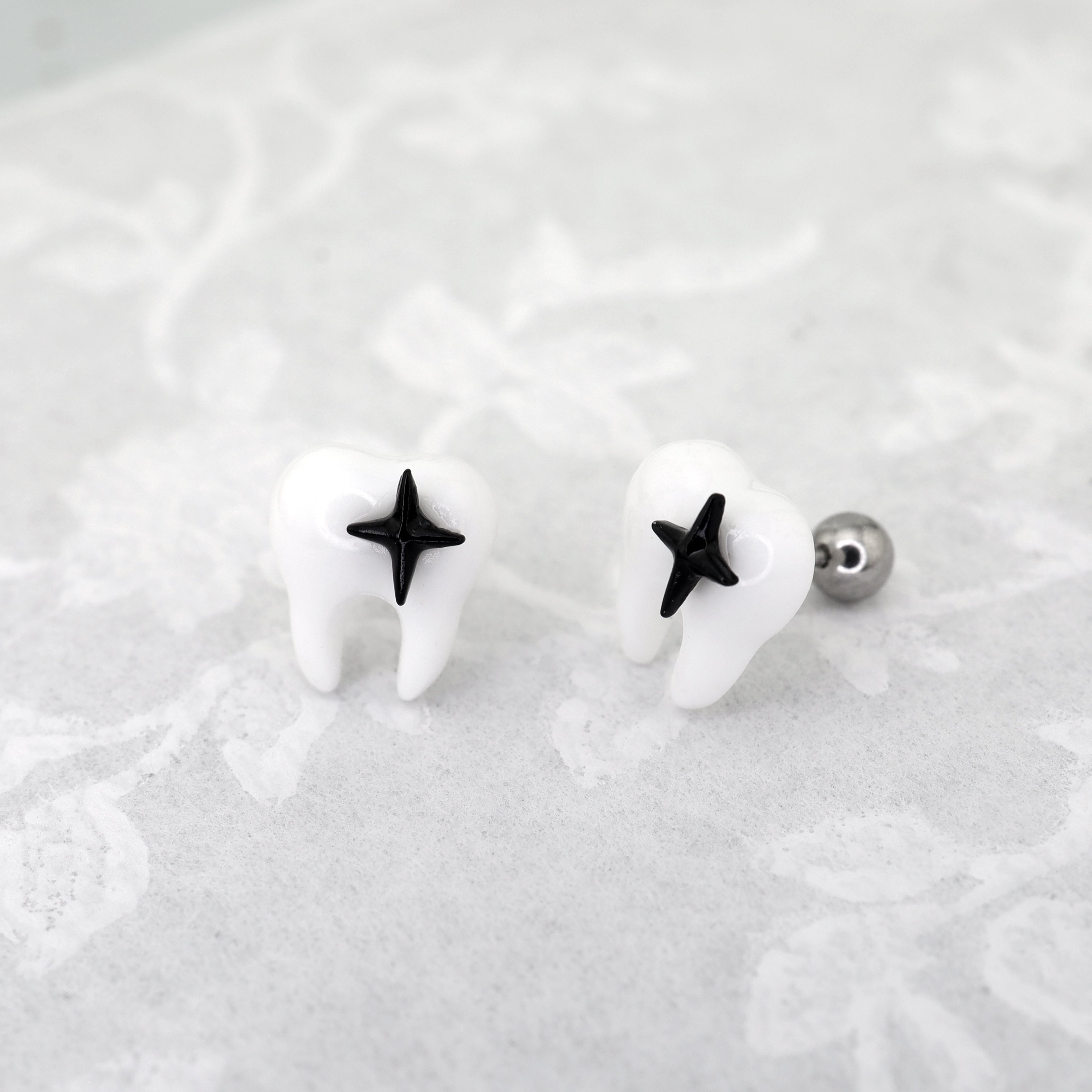 Star Tooth Resin stainless steel Ear Stud