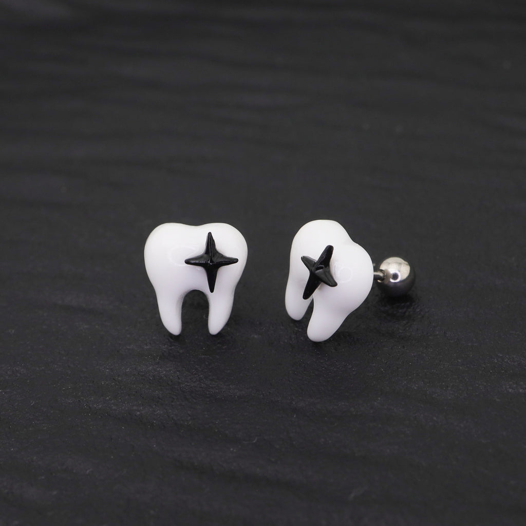 Star Tooth Resin stainless steel Ear Stud