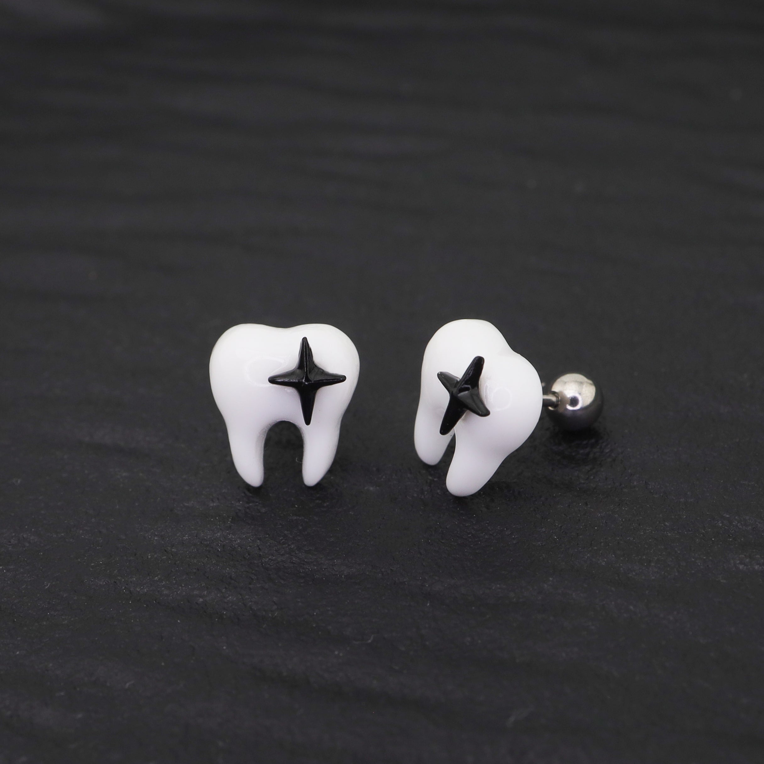 Star Tooth Resin stainless steel Ear Stud