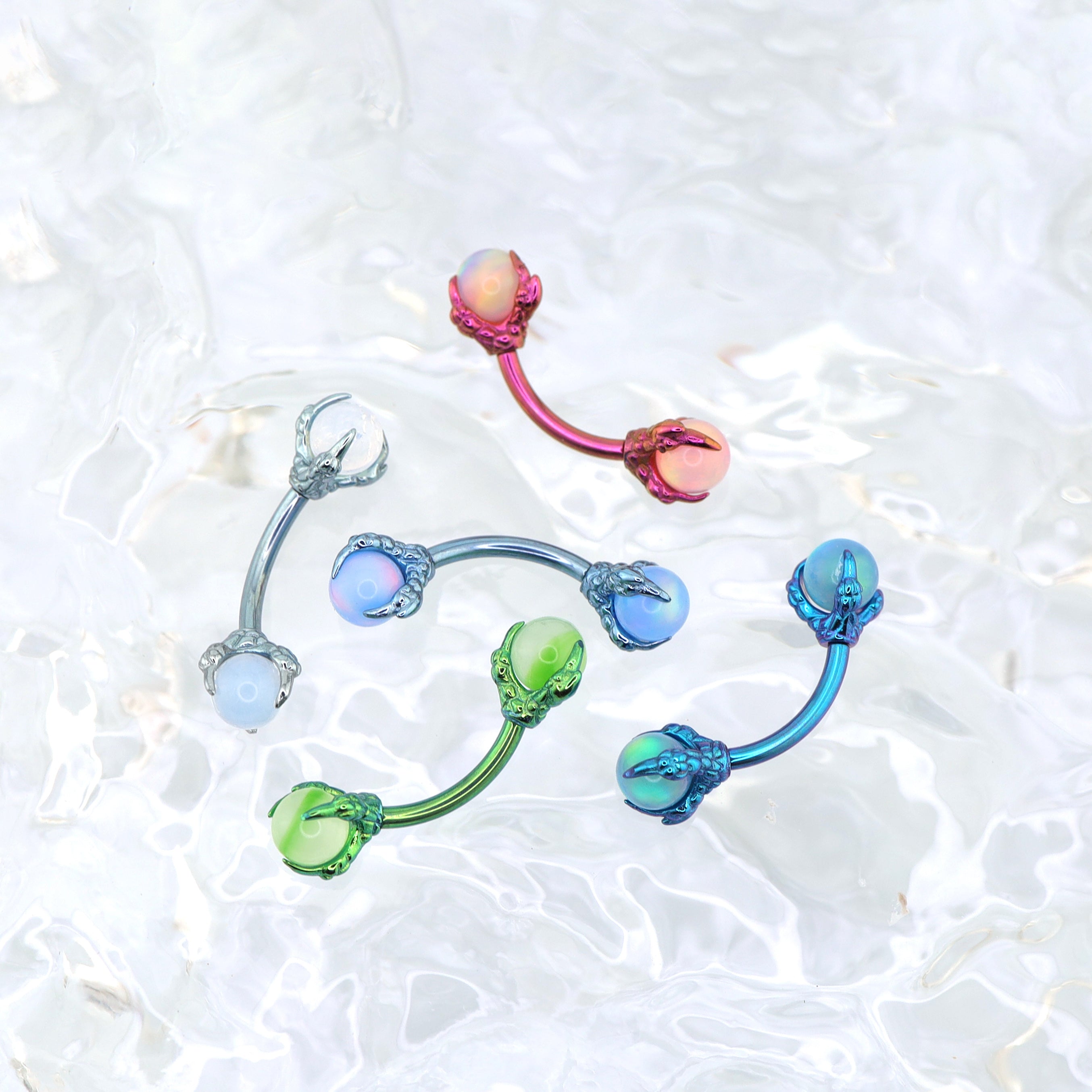 Dragon Claw Opal Internally Threaded Titanium Rook Stud