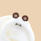 Paws & Purrs - Cute Brown Bear Ear Titanium Ear Stud