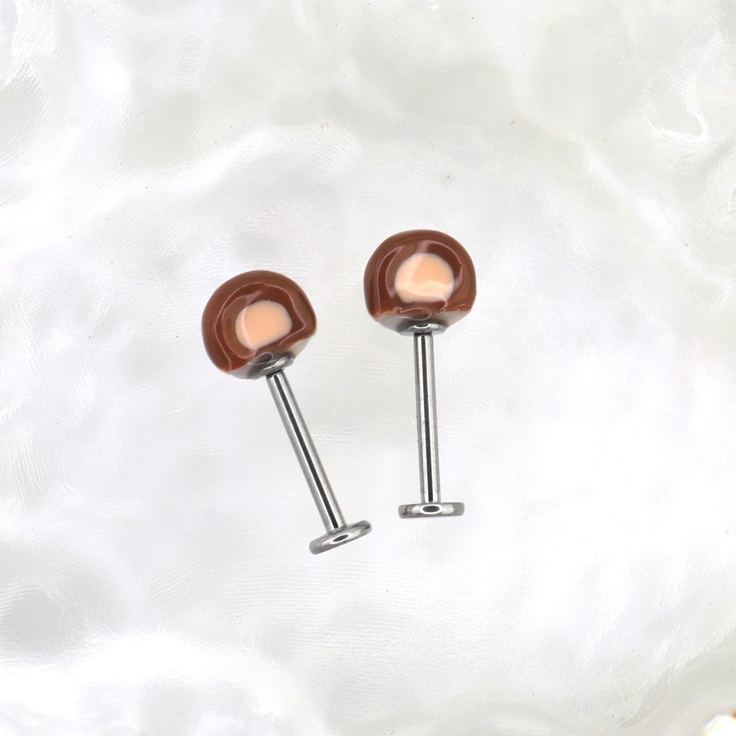 Paws & Purrs - Cute Brown Bear Ear Titanium Ear Stud