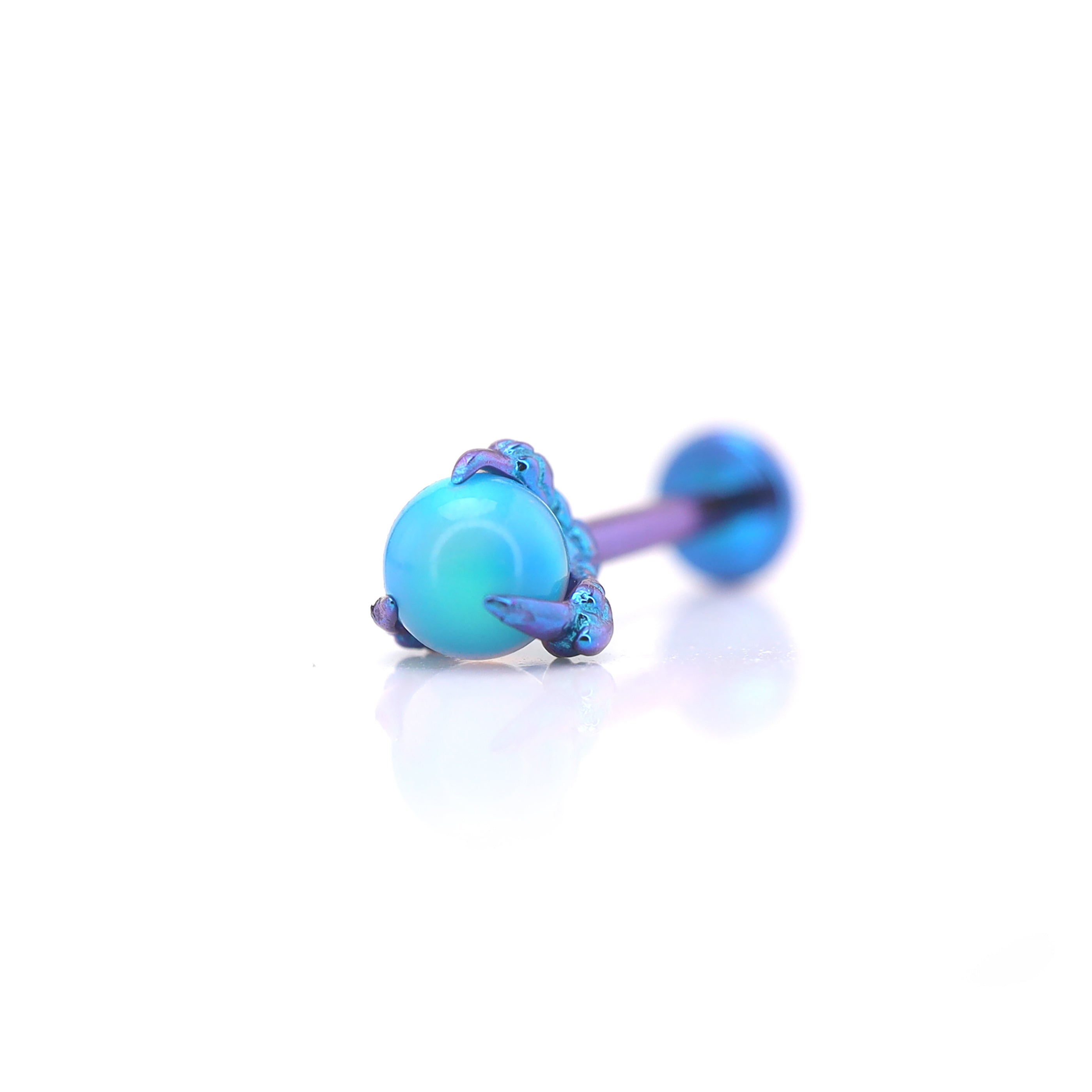 Dragon Claw Opal Internally Threaded Titanium Ear Stud