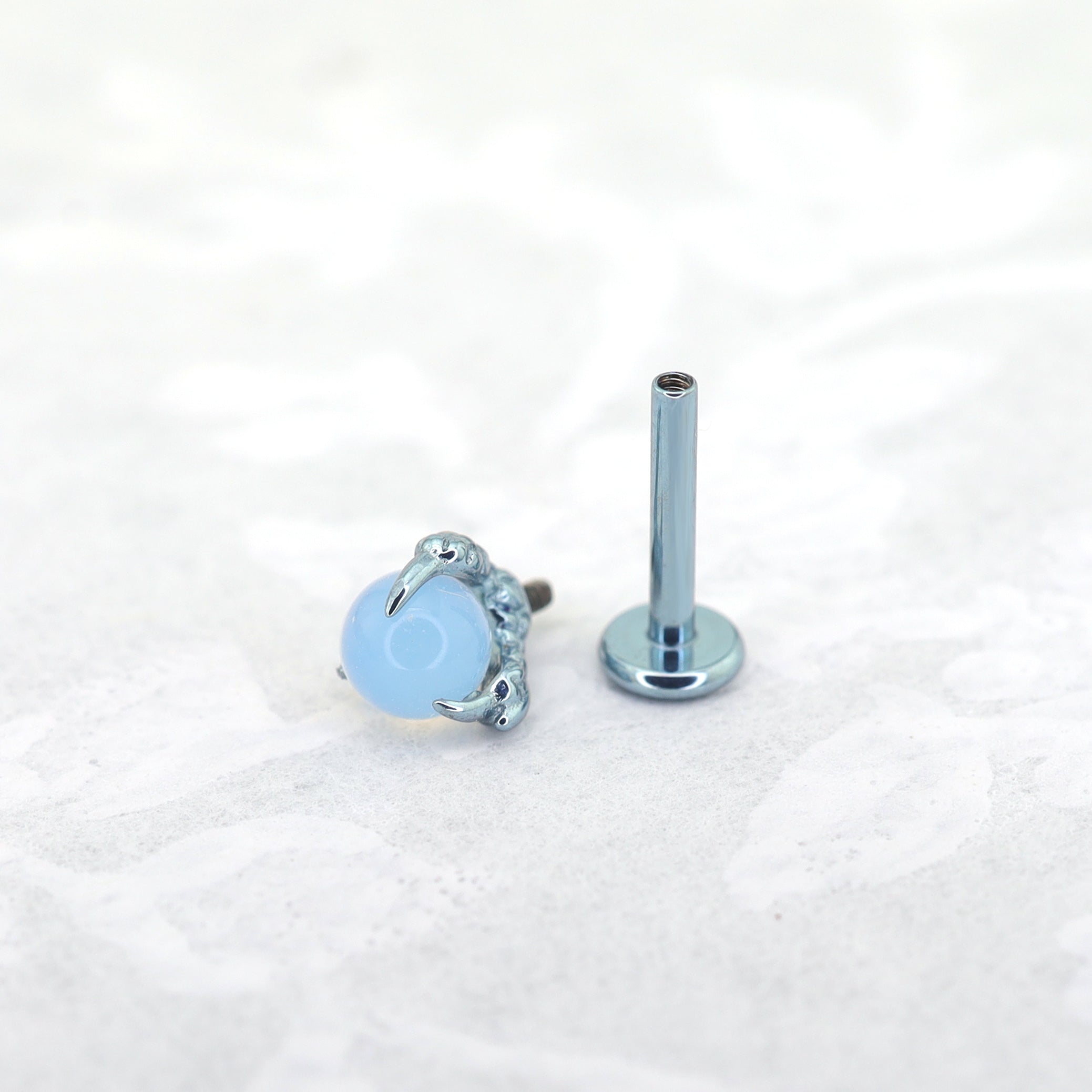 Dragon Claw CZ Internally Threaded Titanium Ear Stud