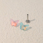 Colorful Resin Butterfly Internally Threaded Stud