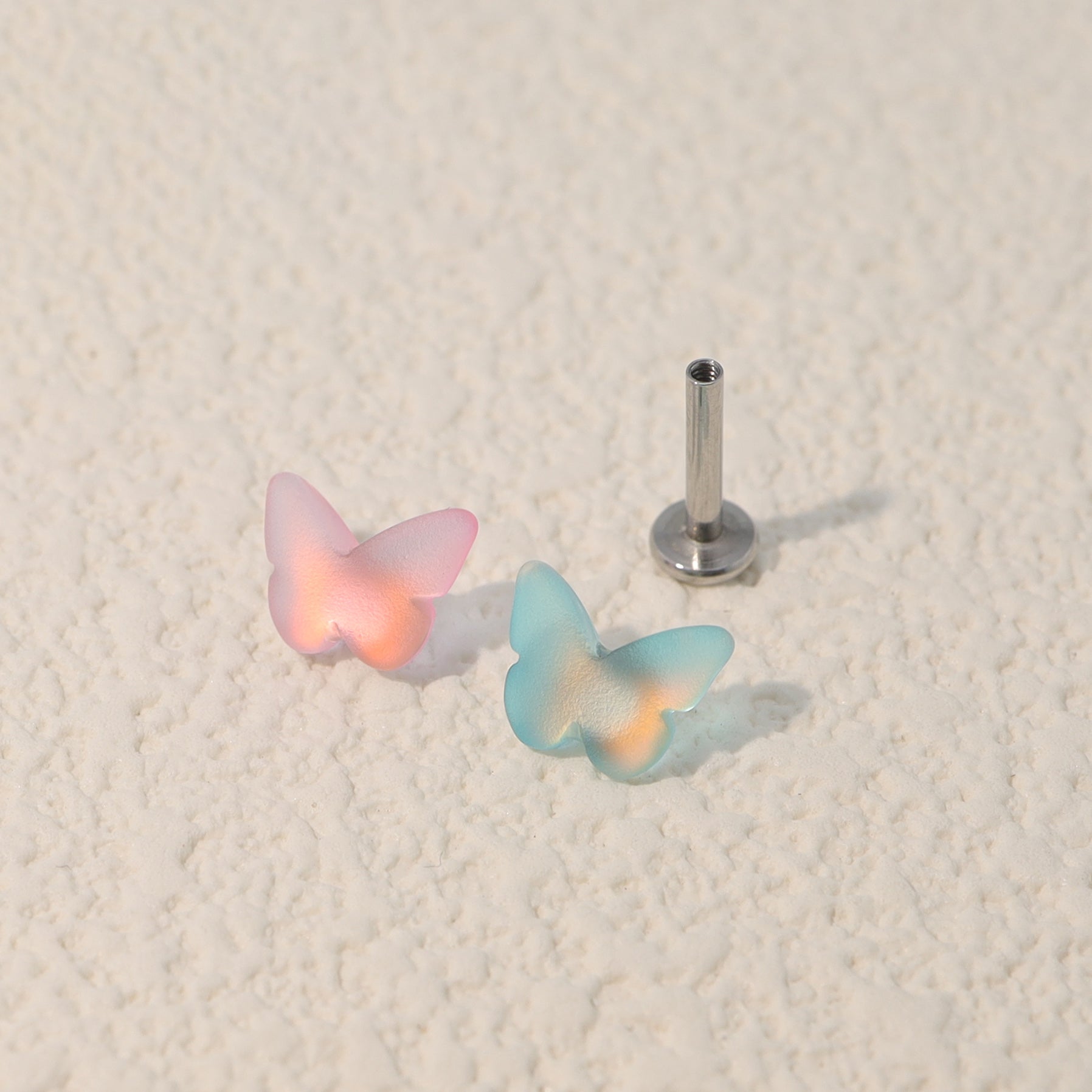 Colorful Resin Butterfly Internally Threaded Stud