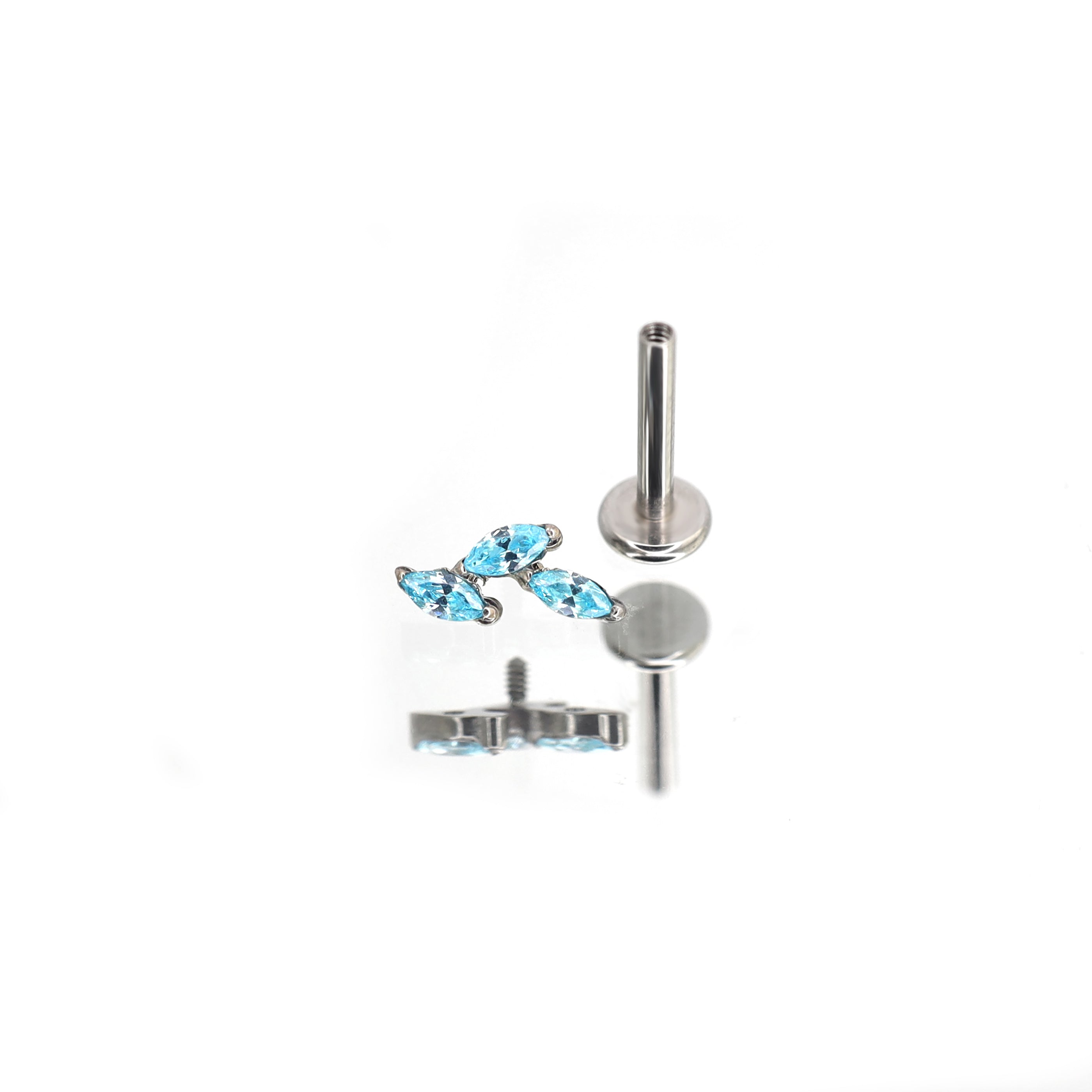 Leaf CZ Internally Threaded Titanium Labret Stud