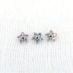 Floral CZ Internally Threaded Titanium Stud
