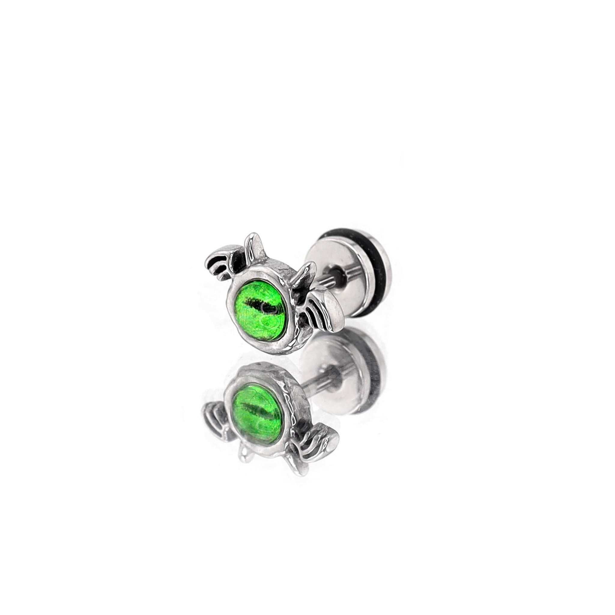 Red & Green Demon Wing stainless steel Ear Stud