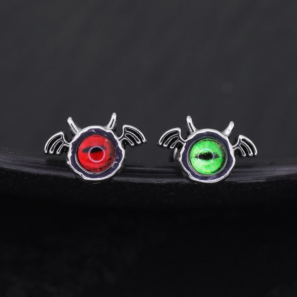 Red & Green Demon Wing stainless steel Ear Stud