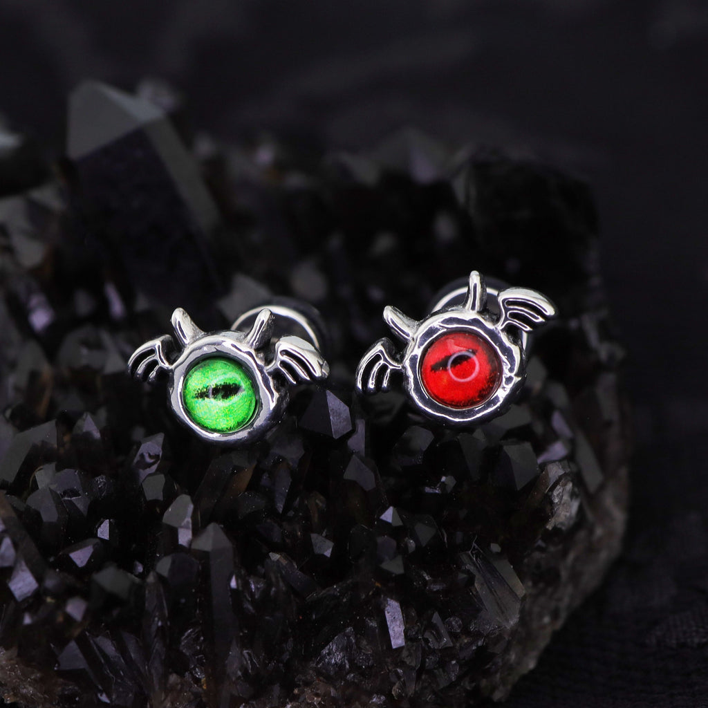 Red & Green Demon Wing stainless steel Ear Stud