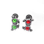 Red & Green Demon Wing stainless steel Ear Stud