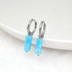 Blue Jade Titanium Pendant Ear Ring