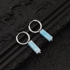 Blue Jade Titanium Pendant Ear Ring