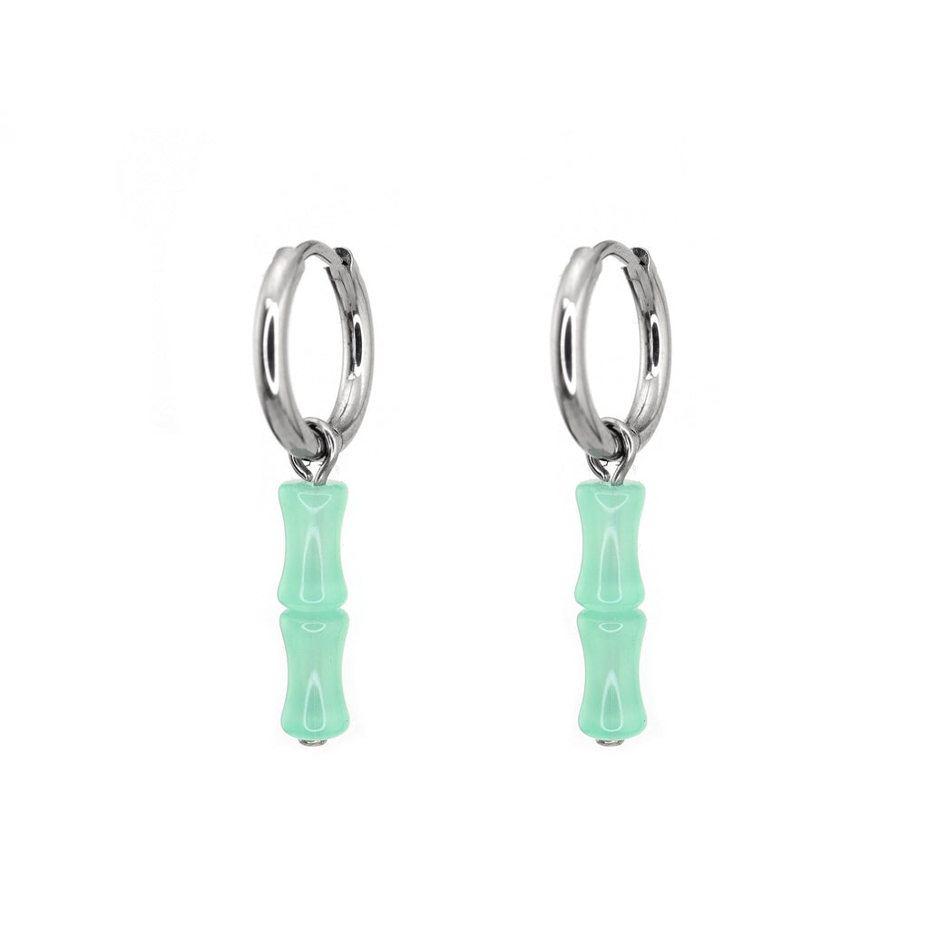 PAIR OF Bamboo Segment stainless steel Pendant Ear Ring