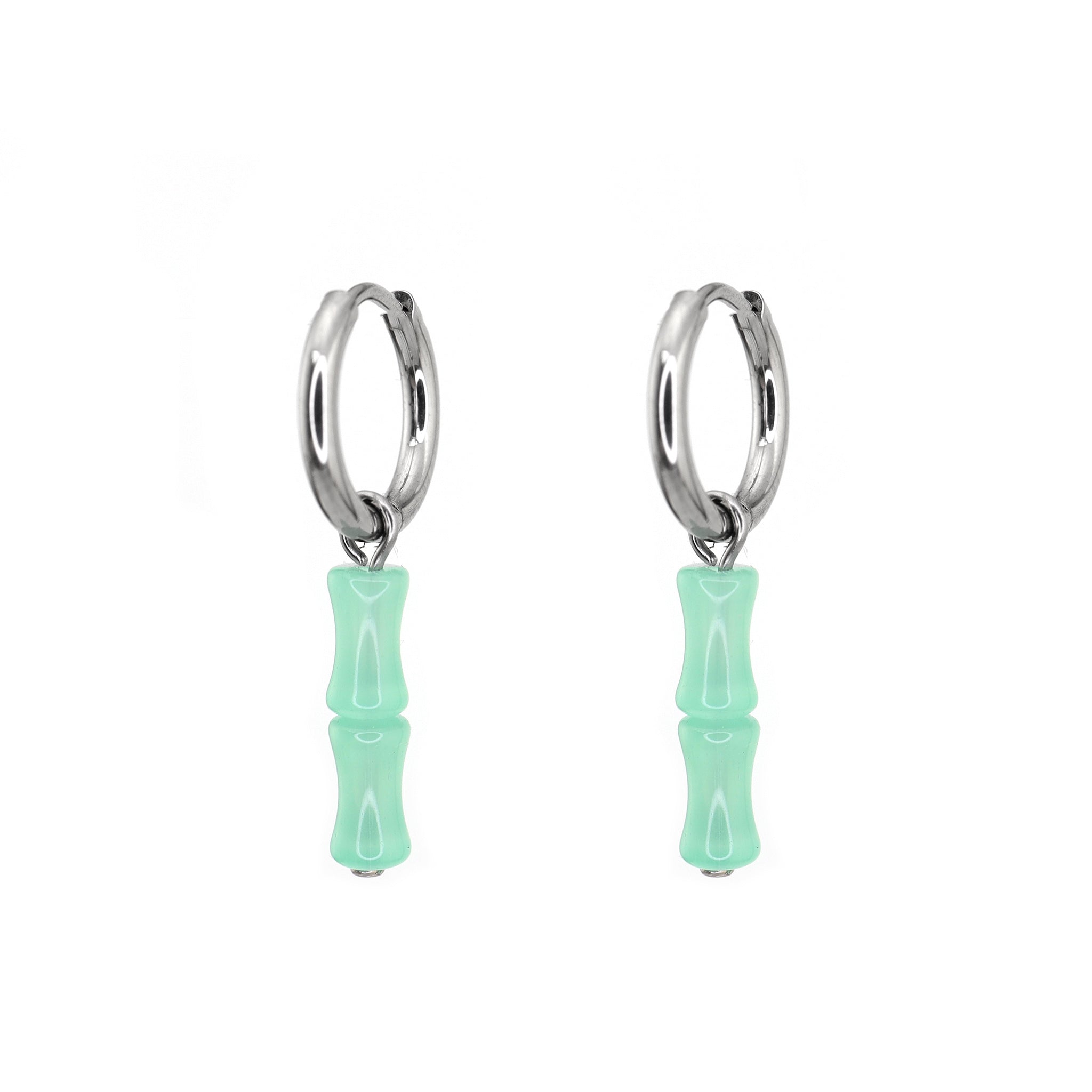 PAIR OF Bamboo Segment stainless steel Pendant Ear Ring