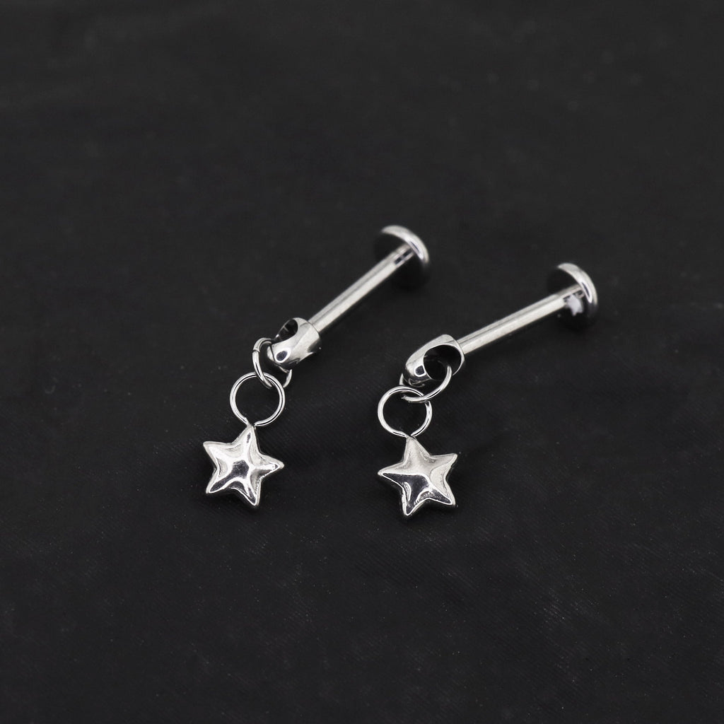 3D Pentagram Titanium Pendant Stud