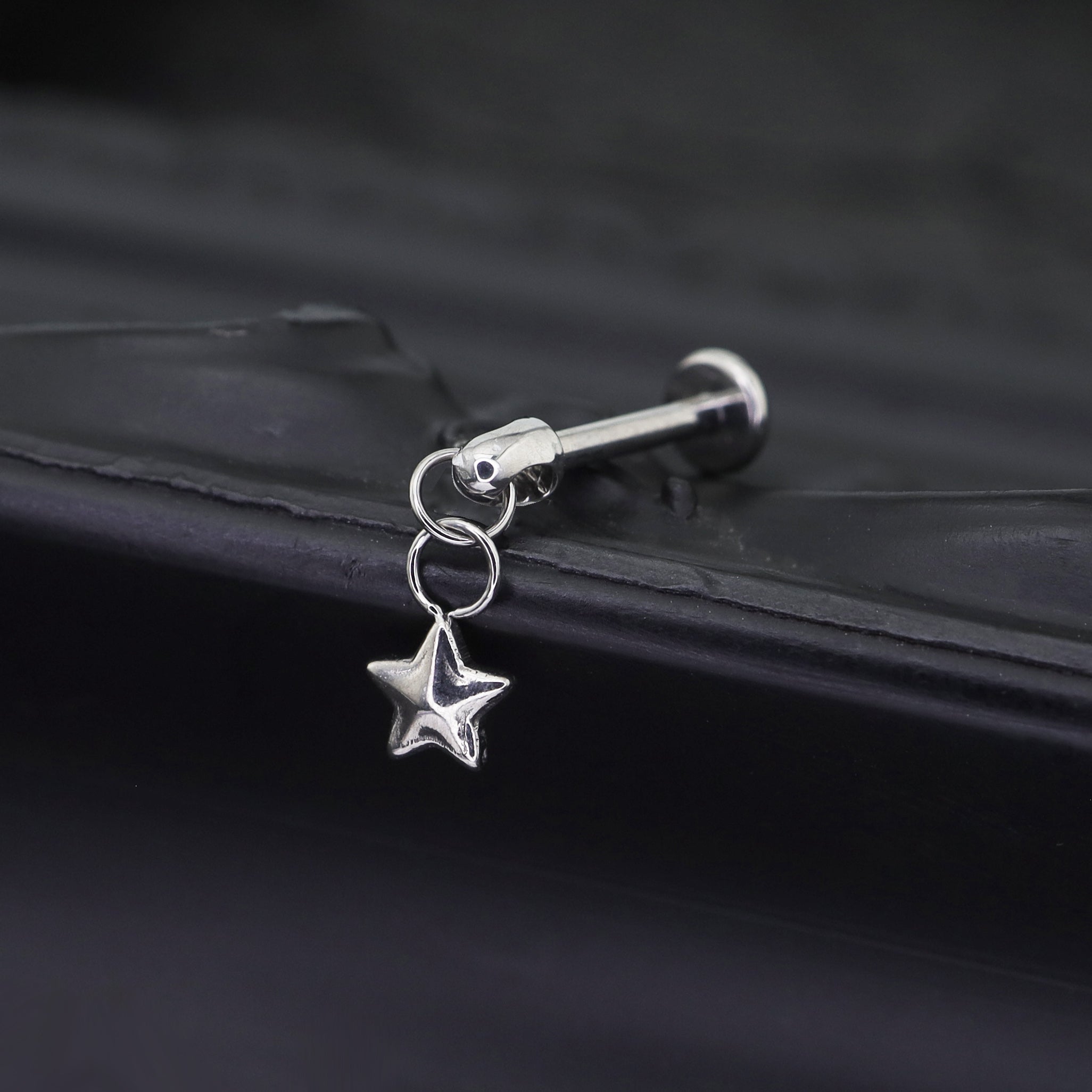 3D Pentagram Titanium Pendant Stud
