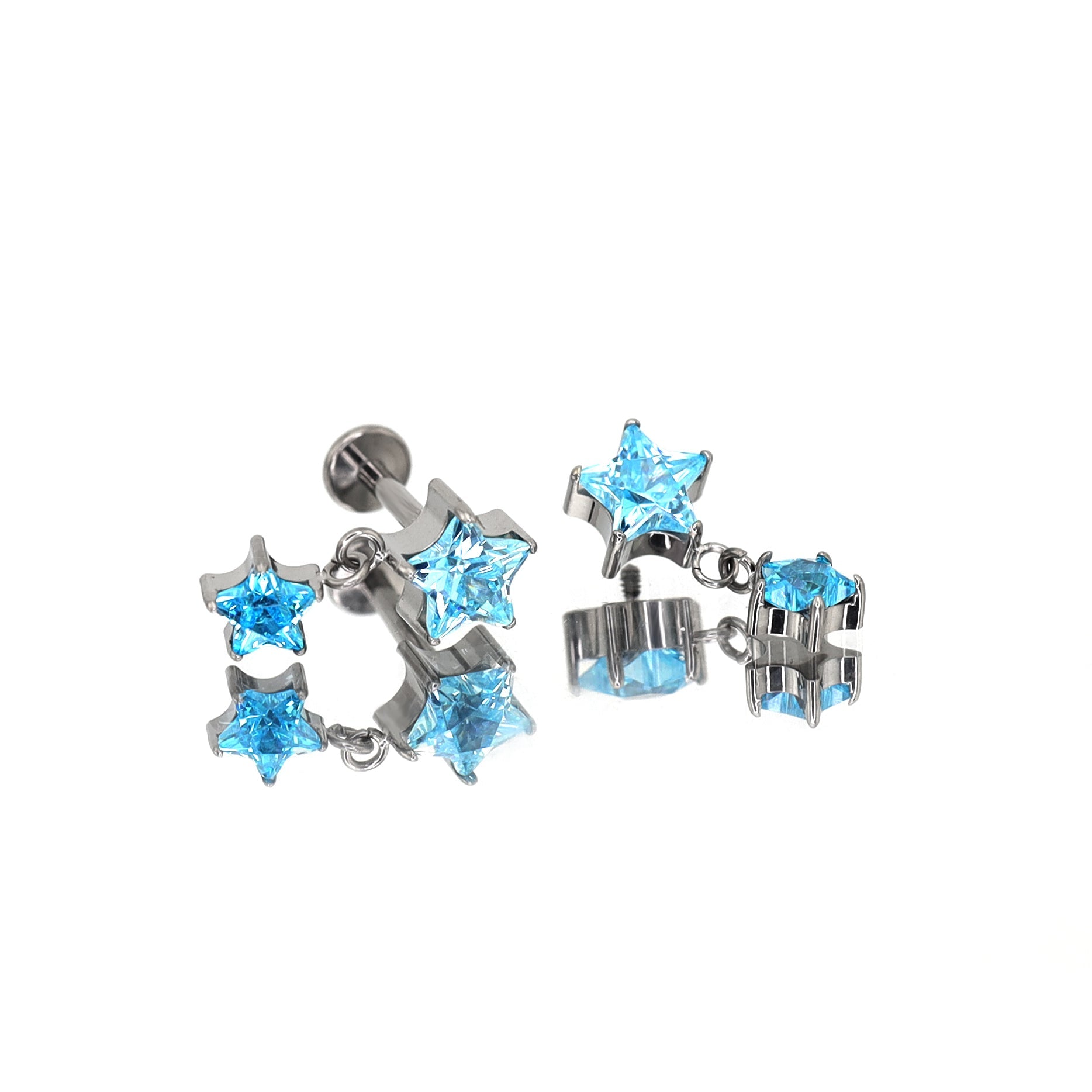 Double Star CZ Titanium Pendant Stud