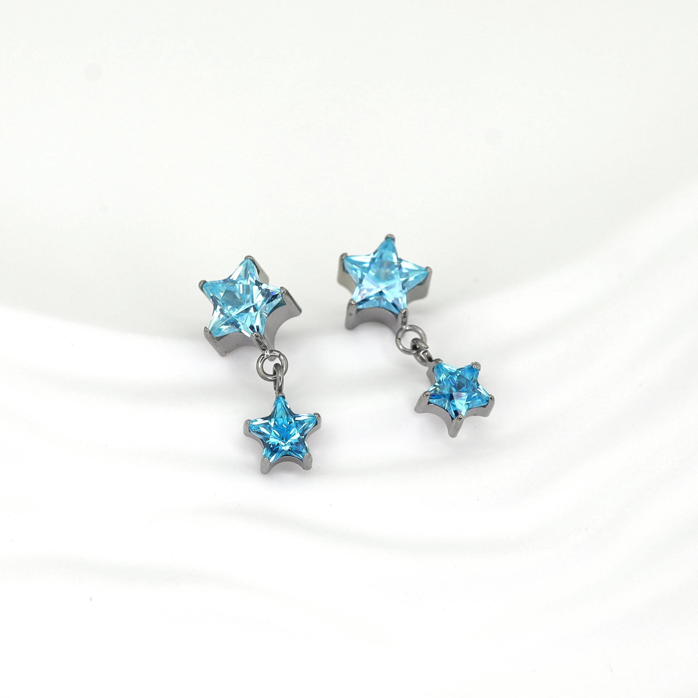 Double Star CZ Titanium Pendant Stud