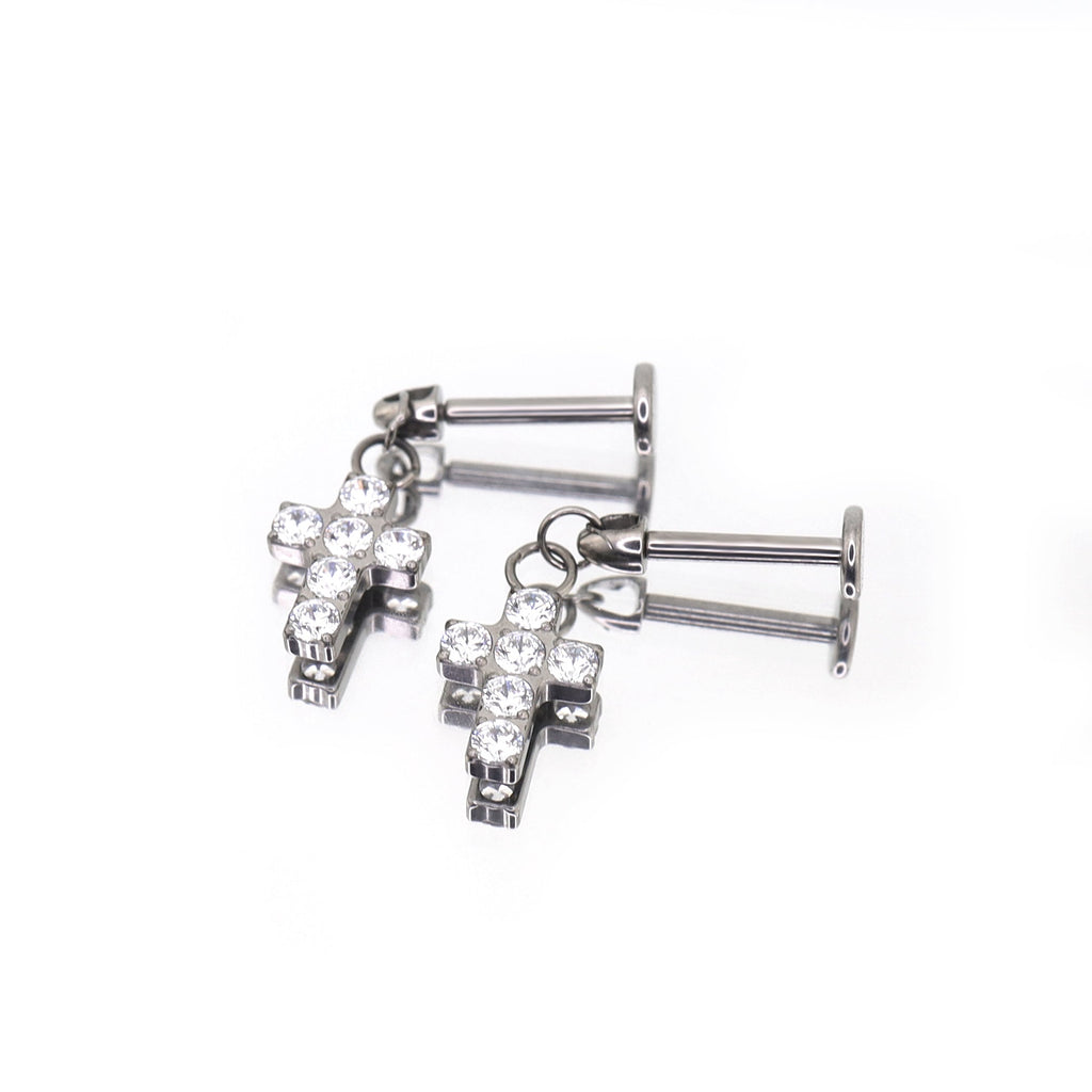 Cross Titanium Pendant Stud