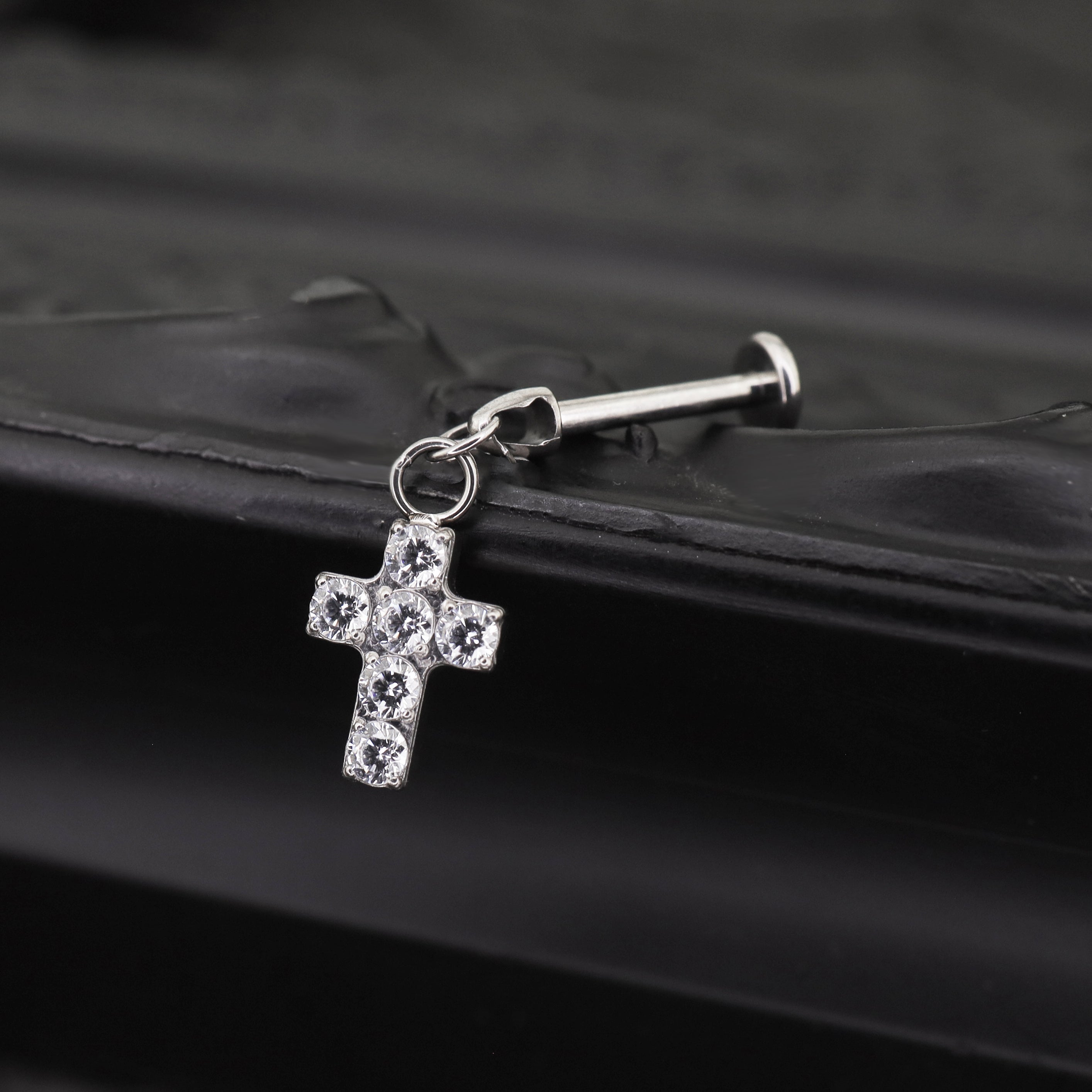 Cross Titanium Pendant Stud