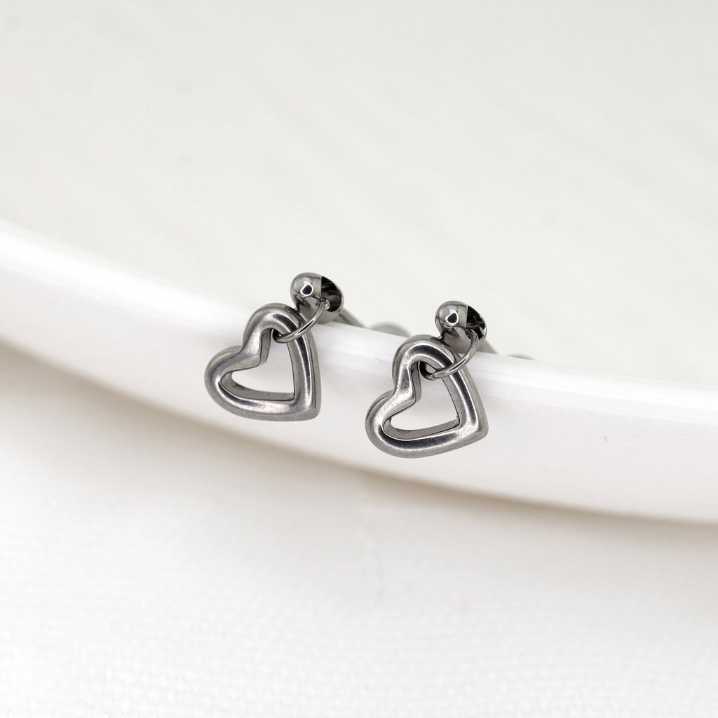 Open Heart Titanium Pendant Stud