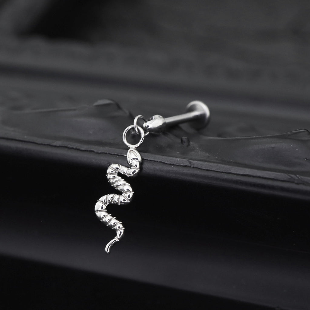 Engraved Snake Titanium Pendant Stud