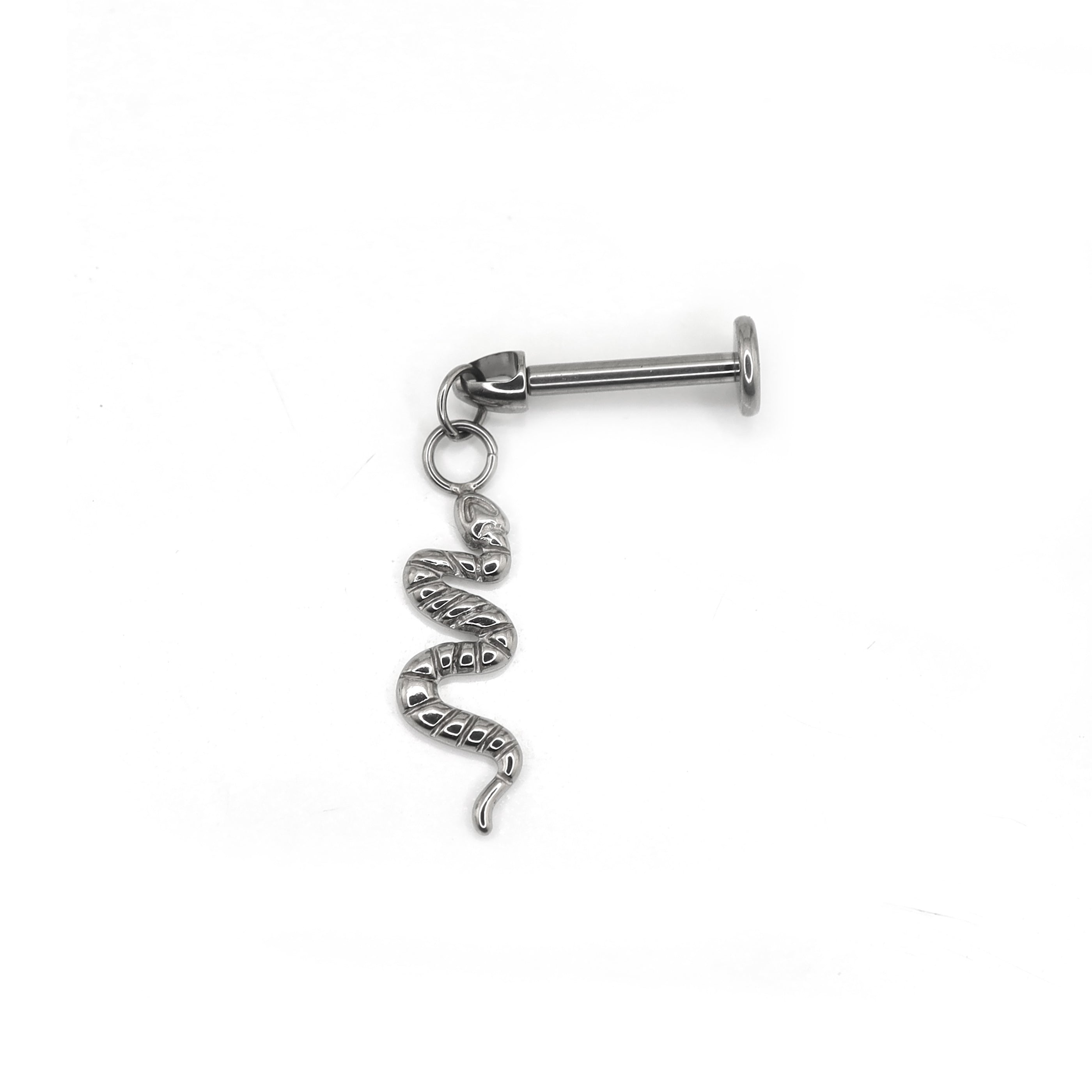 Engraved Snake Titanium Pendant Stud