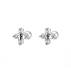 Thin Gauge CZ Cross Ear Stud