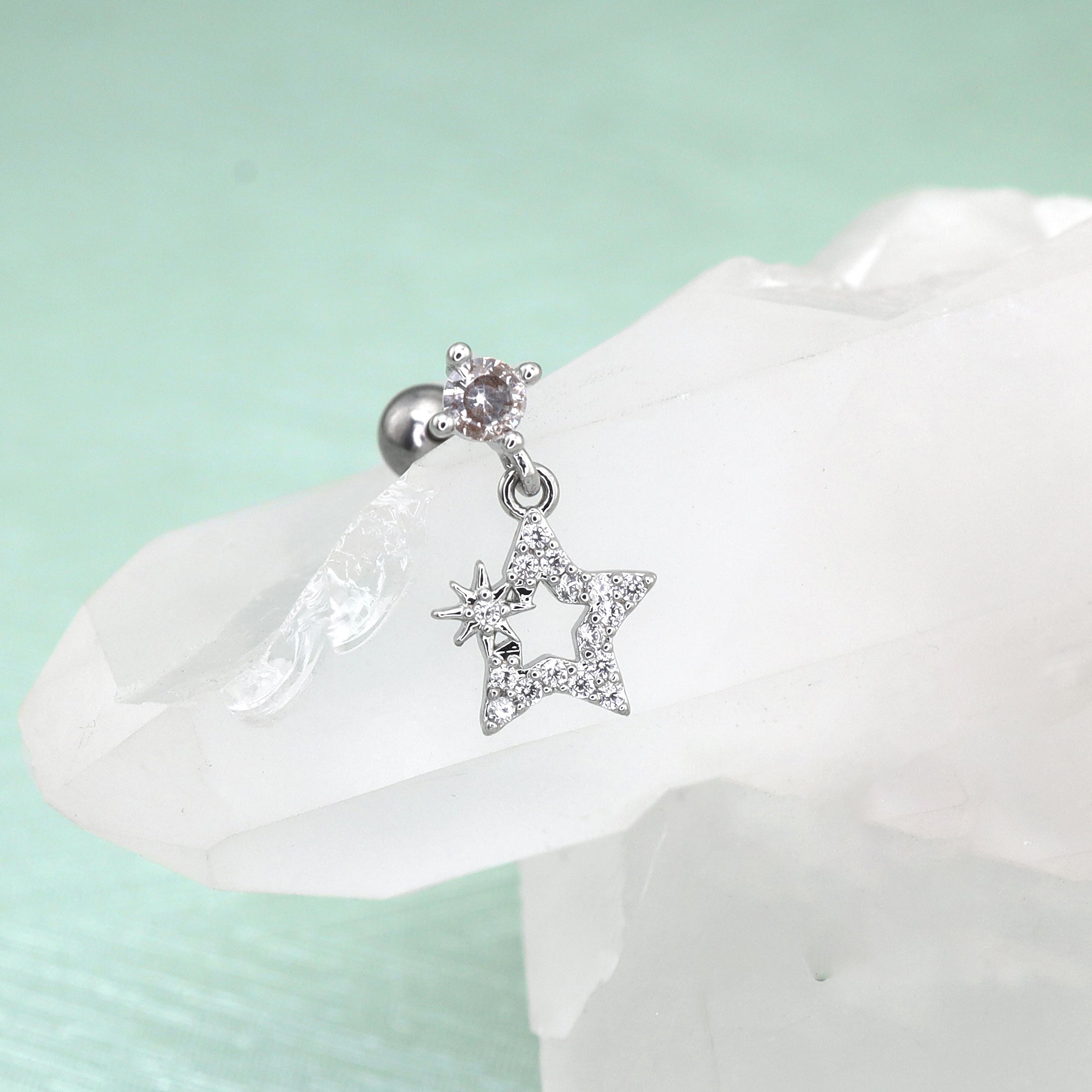 20G Thin Gauge Mini CZStar Dangle Earring Stud