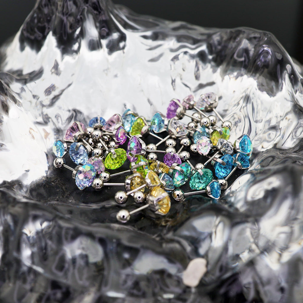 6mm Firework Cut CZ Sparkling Ear Stud