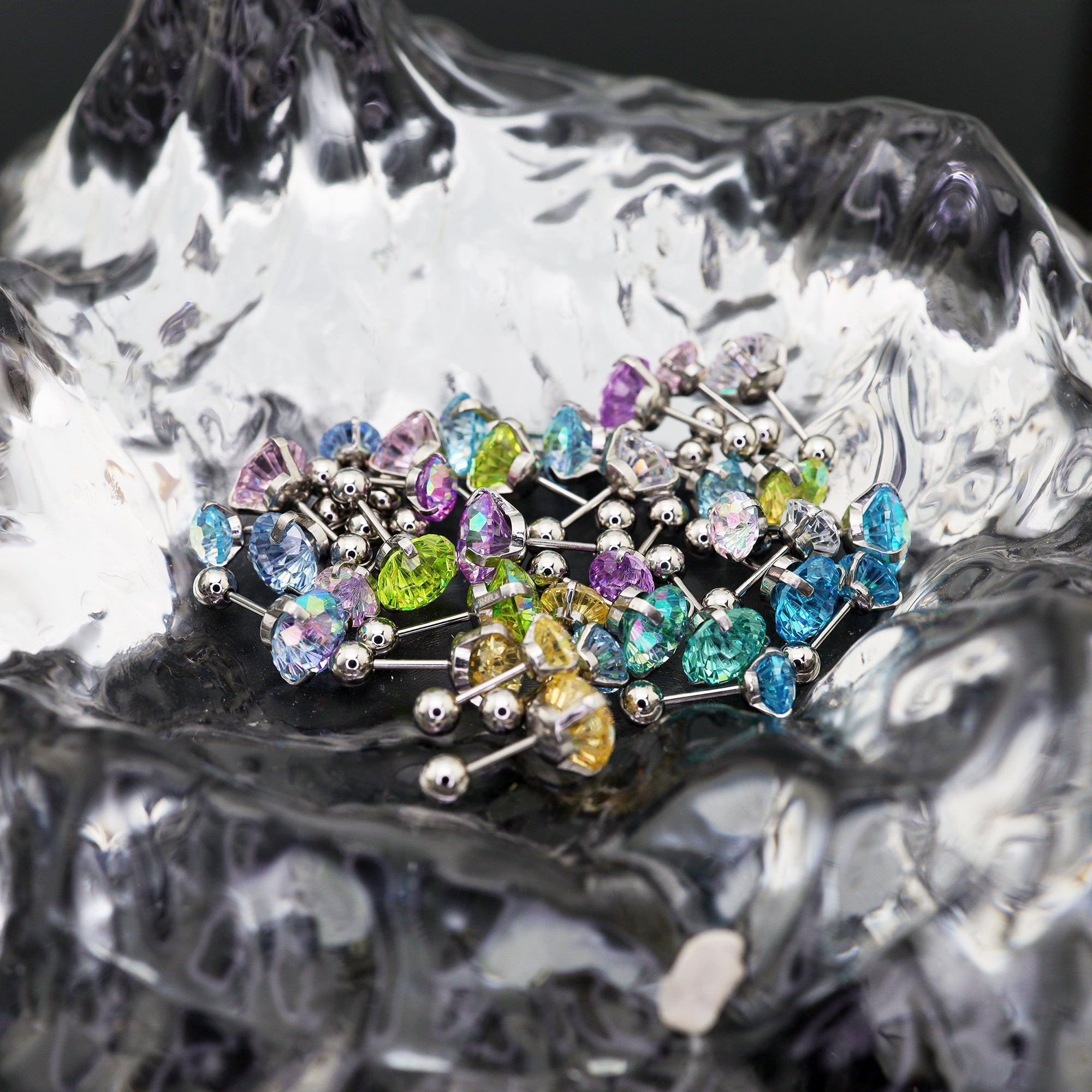 6mm Firework Cut CZ Sparkling Ear Stud