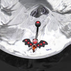 Red CZ Bat Design Belly Ring